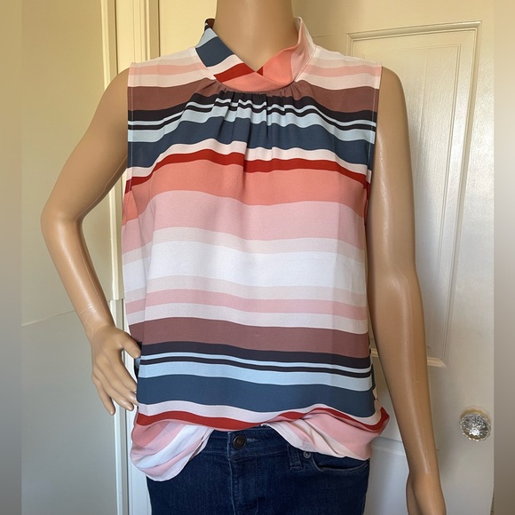 Loft Striped Sleeveless Blouse M - Picture 4 of 6